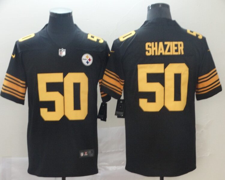 Men's Pittsburgh Steelers Retired Player #50 Ryan Shazier Nike Black Vapor Untouchable Color Rush Jersey