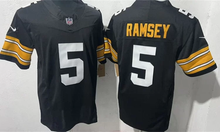 Mens Pittsburgh Steelers #5 Jalen Ramsey Nike Black Big Number Alternate Vapor F.U.S.E. Limited Jersey