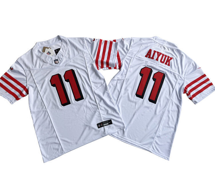 Men's San Francisco 49ers #11 Brandon Aiyuk Nike White Alternate 2023 F.U.S.E. Vapor Limited Jersey