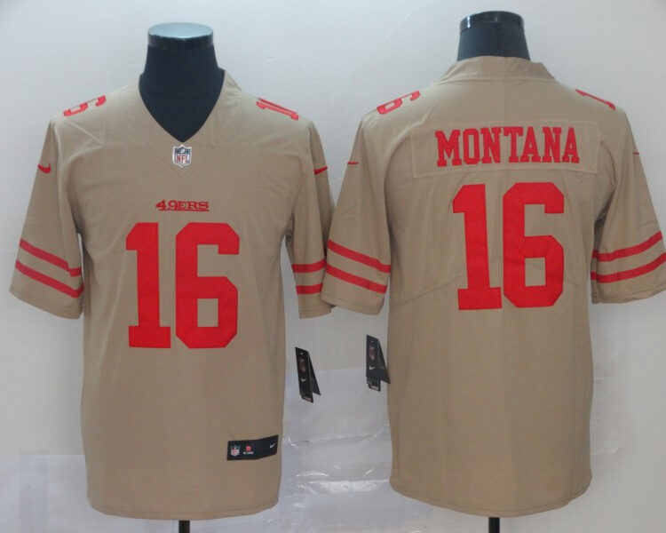 Men's San Francisco 49ers #16 Joe Montana Nike Gold Inverted Limited Player Jersey