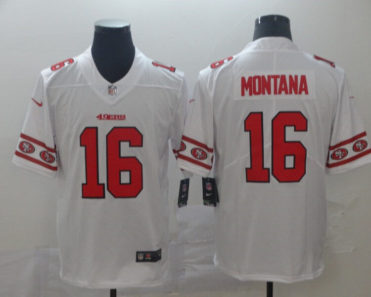 Men's San Francisco 49ers #16 Joe Montana Nike NFL team logo cool edition jerseys
