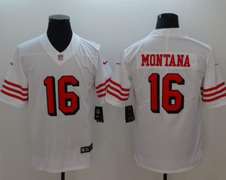 Men's San Francisco 49ers #16 Joe Montana Nike White Vapor Untouchable Color Rush Limited Player Jersey