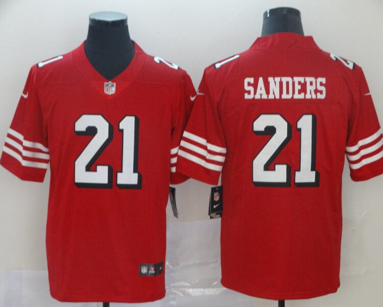 Men's San Francisco 49ers #21 Deion Sanders Nike Red Vapor Untouchable Color Rush Limited Player Jersey
