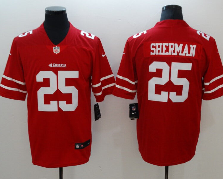 Men's San Francisco 49ers #25 Richard Sherman Nike Scarlet Vapor Limited Player Jersey
