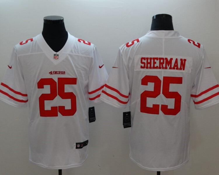 Men's San Francisco 49ers #25 Richard Sherman Nike White Vapor Limited Player Jersey