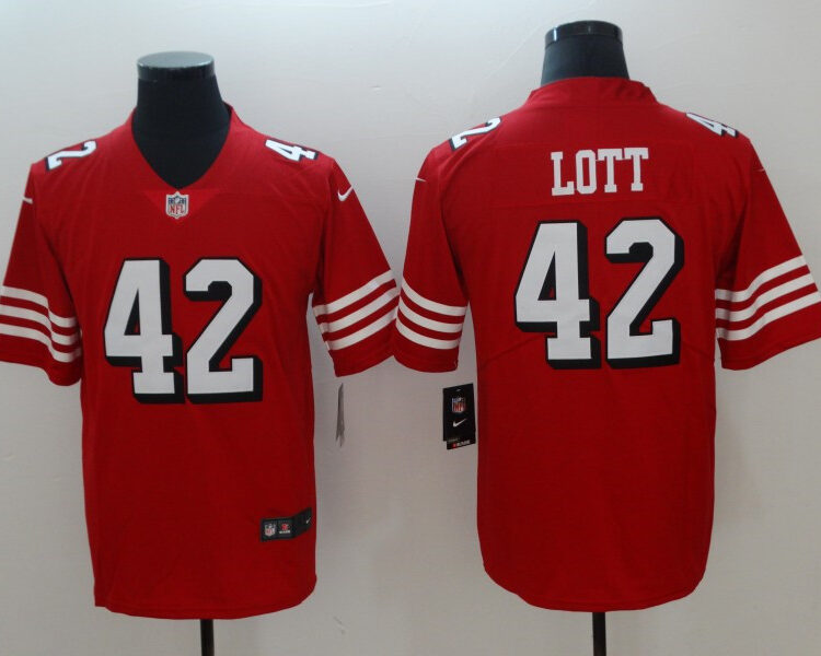 Men's San Francisco 49ers #42 Ronnie Lott Nike Red Vapor Untouchable Color Rush Limited Player Jersey