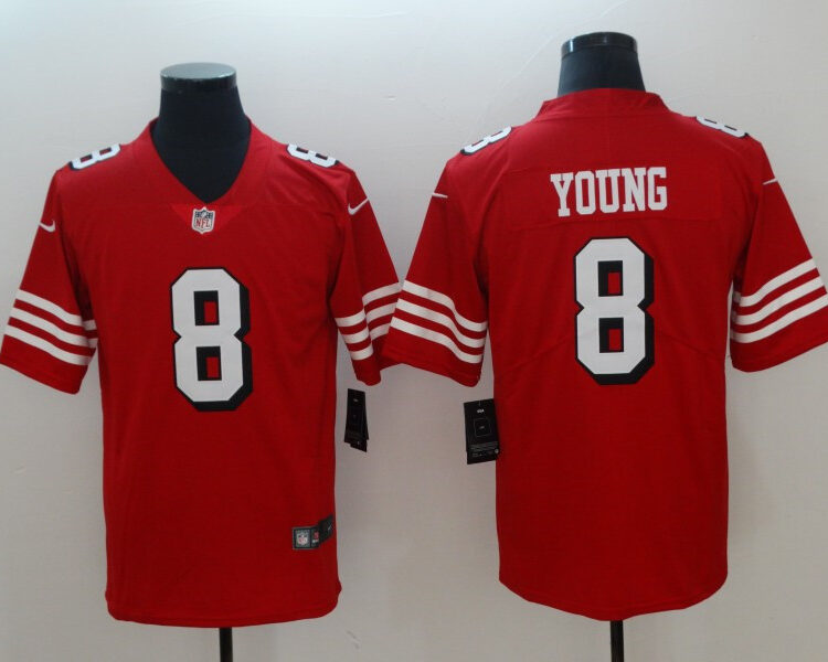 Men's San Francisco 49ers #8 Steve Young Nike Red Vapor Untouchable Color Rush Limited Player Jersey