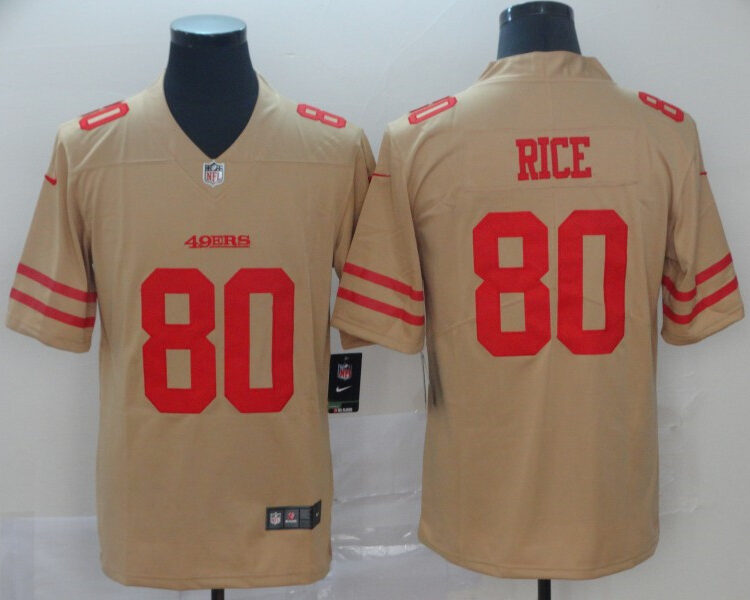 Men's San Francisco 49ers #80 Jerry Rice Nike Gold Inverted Limited Player Jersey