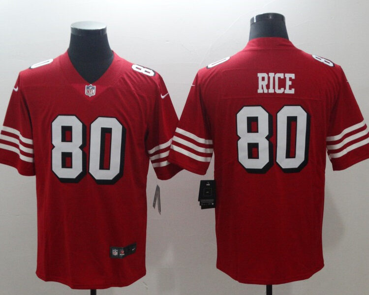 Men's San Francisco 49ers #80 Jerry Rice Nike Red Vapor Untouchable Color Rush Limited Player Jersey