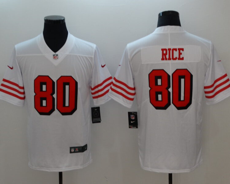 Men's San Francisco 49ers #80 Jerry Rice Nike White Vapor Untouchable Color Rush Limited Player Jersey
