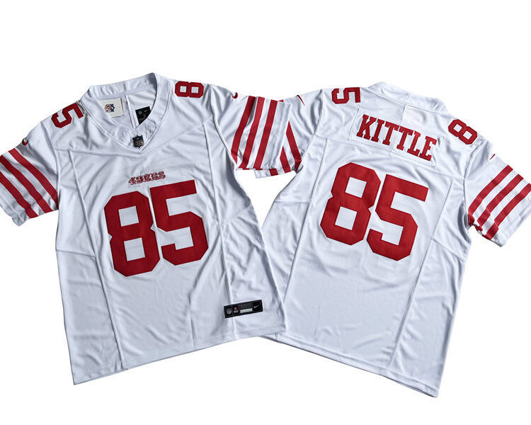 Men's San Francisco 49ers #85 George Kittle Nike Home White 2023 F.U.S.E. Vapor Limited Jersey