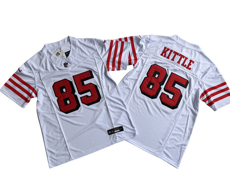 Men's San Francisco 49ers #85 George Kittle Nike White Alternate 2023 F.U.S.E. Vapor Limited Jersey