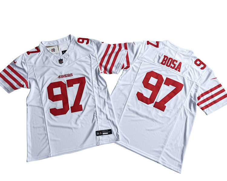 Men's San Francisco 49ers #97 Nick Bosa Nike Home White F.U.S.E. Vapor Limited Jersey
