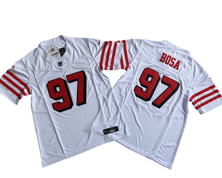 Men's San Francisco 49ers #97 Nick Bosa Nike White Alternate F.U.S.E. Vapor Limited Jersey