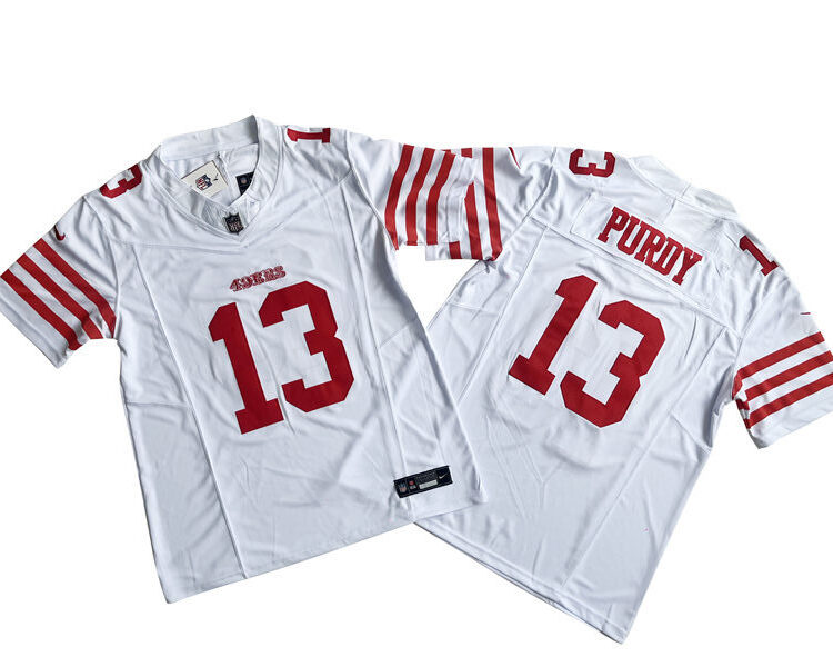 Mens San Francisco 49ers #13 Brock Purdy Nike Home White F.U.S.E. Vapor Limited Jersey