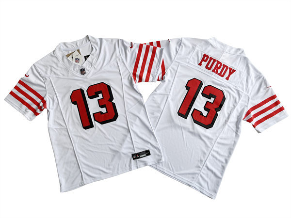 Mens San Francisco 49ers #13 Brock Purdy Nike White Alternate F.U.S.E. Vapor Limited Jersey