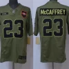 Mens San Francisco 49ers #23 Christian McCaffrey Nike 2025 Salute to Service Limited Jersey - Olive