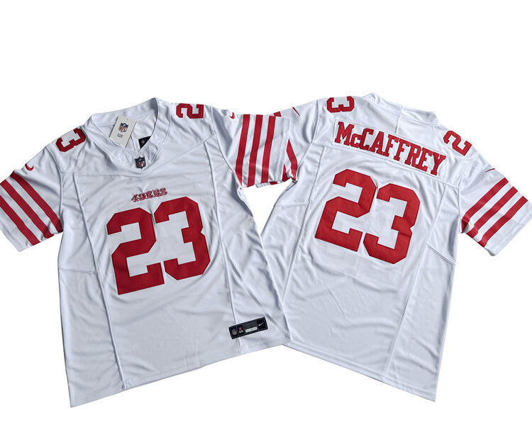 Men's San Francisco 49ers #23 Christian McCaffrey Nike Home White F.U.S.E. Vapor Limited Jersey