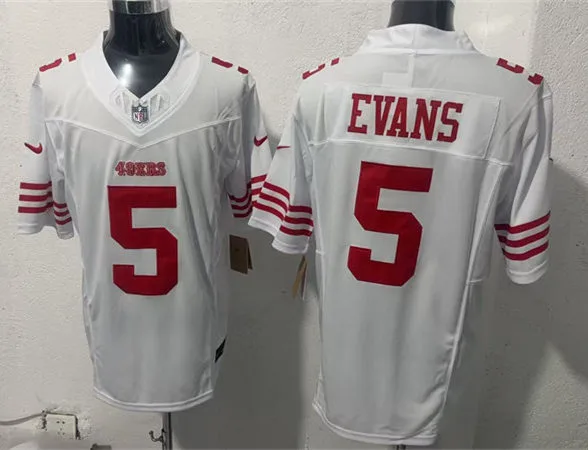 Mens San Francisco 49ers #5 Mike Evans Nike Home White F.U.S.E. Vapor Limited Jersey