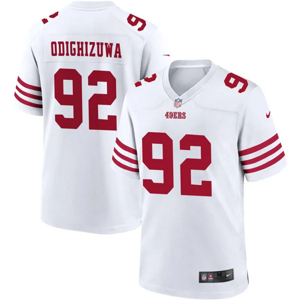 Mens San Francisco 49ers #92 Osa Odighizuwa Nike Home White F.U.S.E. Vapor Limited Jersey