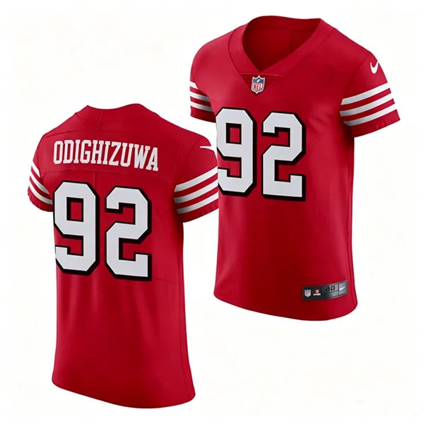 Mens San Francisco 49ers #92 Osa Odighizuwa Nike Scarlet Alternate F.U.S.E. Vapor Limited Jersey