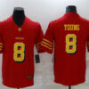 Mens San Francisco 49ers Retired Player #8 Steve Young Nike Scarlet Gold Vapor Limited Jersey