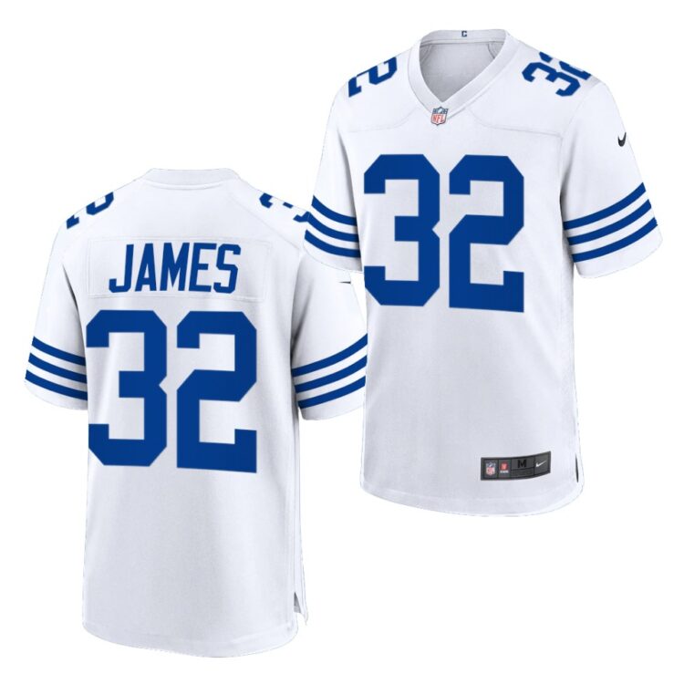 Mens Indianapolis Colts Retired Player #32 Edgerrin James Nike White Alternate Retro Vapor Limited Jersey