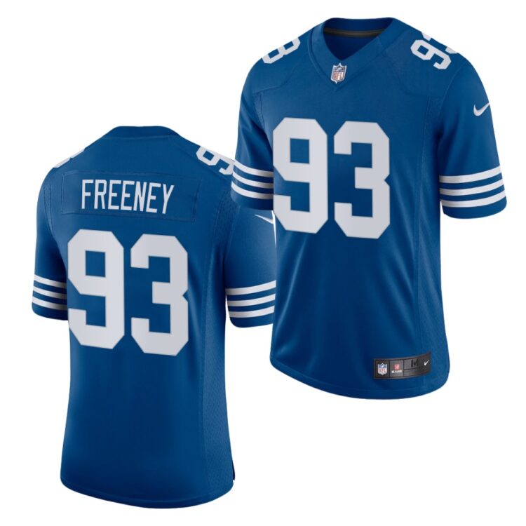 Mens Indianapolis Colts Retired Player #93 Dwight Freeney Nike Royal Alternate Retro Vapor Limited Jersey