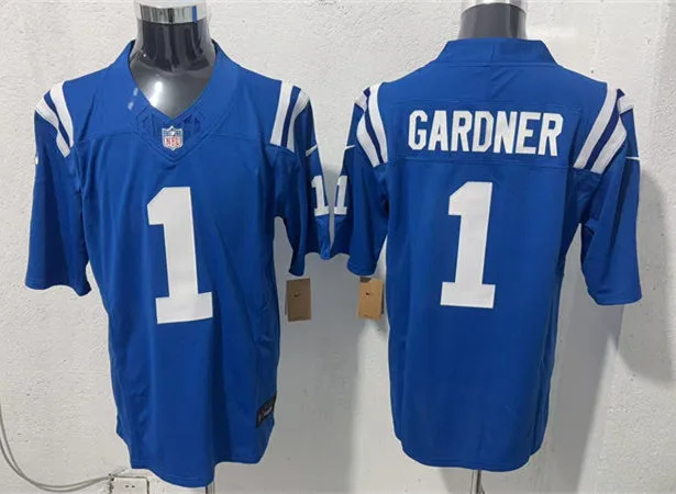 Mens Indianapolis Colts #1 Ahmad Sauce Gardner Nike Royal F.U.S.E.Vapor Limited Player Jersey