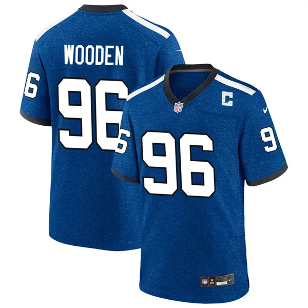 Mens Indianapolis Colts #96 Colby Wooden Royal Indiana Nights Retro Alternate Vapor F.U.S.E. Limited Jersey