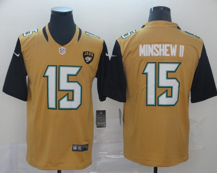 Men's Jacksonville Jaguars #15 Gardner Minshew II Nike Bold Gold Color Rush Limited Jersey