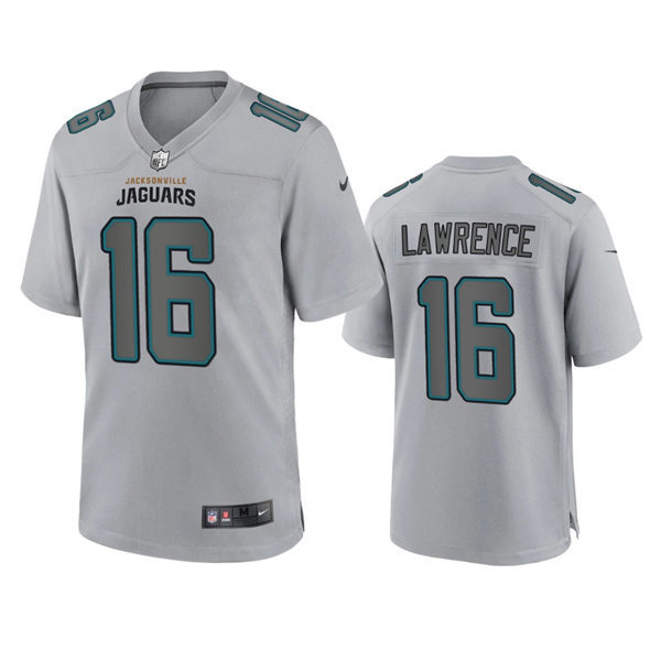 Mens Jacksonville Jaguars #16 Trevor Lawrence Gray Atmosphere Fashion Game Jersey