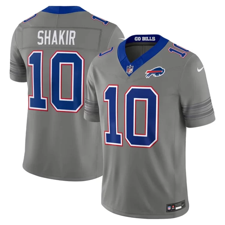 Mens Buffalo Bills #10 Khalil Shakir Nike Gray Nickel City Vapor F.U.S.E. Limited Jersey