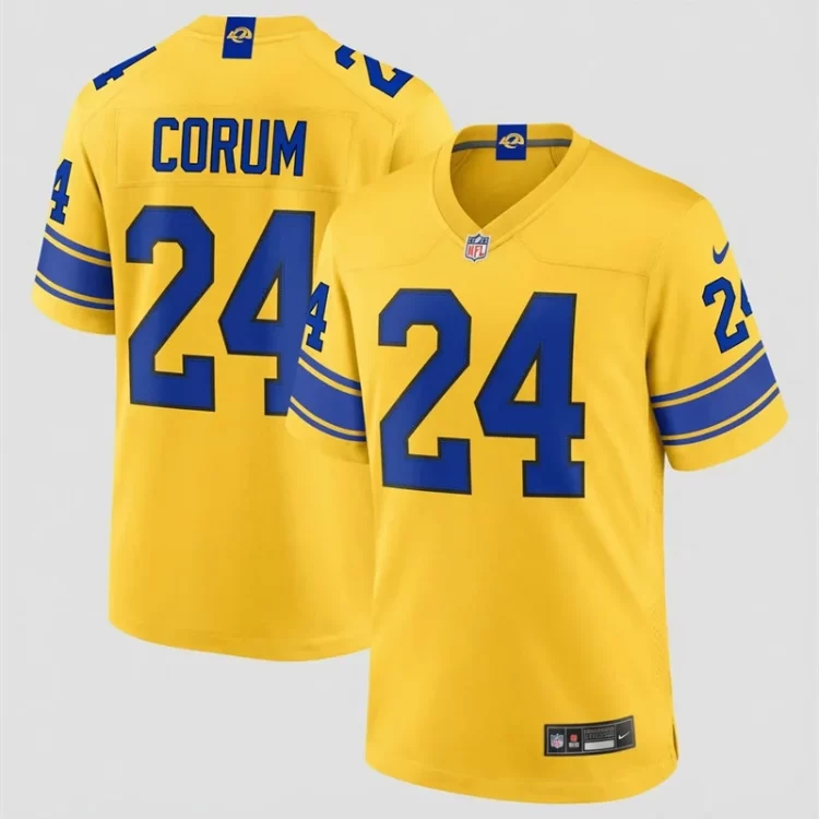 Mens Los Angeles Rams #24 Blake Corum 2026 Nike Gold Classic Sol Vapor F.U.S.E. Limited Jersey