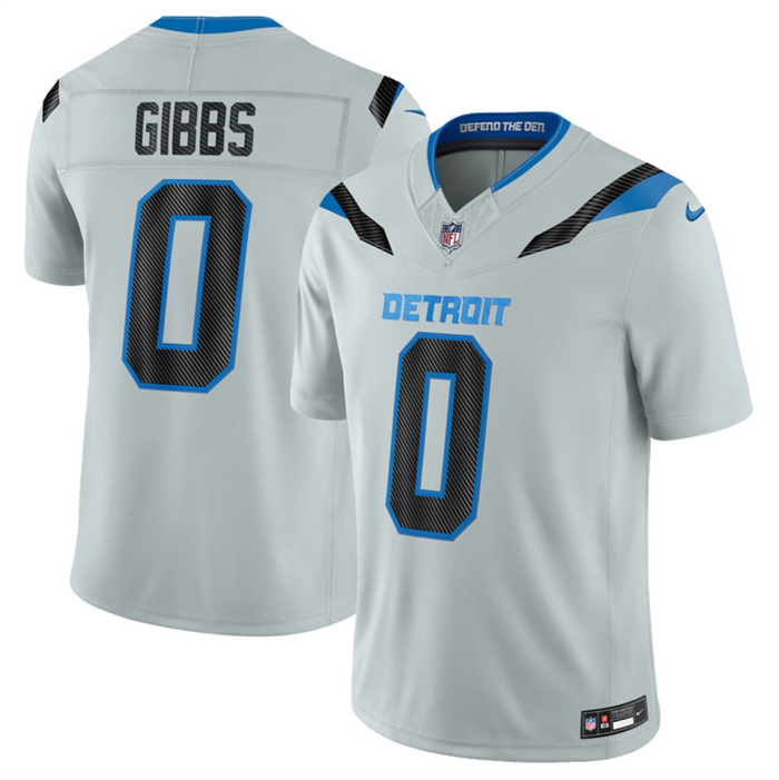 Men's Detroit Lions #0 Jahmyr Gibbs Silver 2026 F.U.S.E. Rivalries Collection Limited Stitched Football Jersey