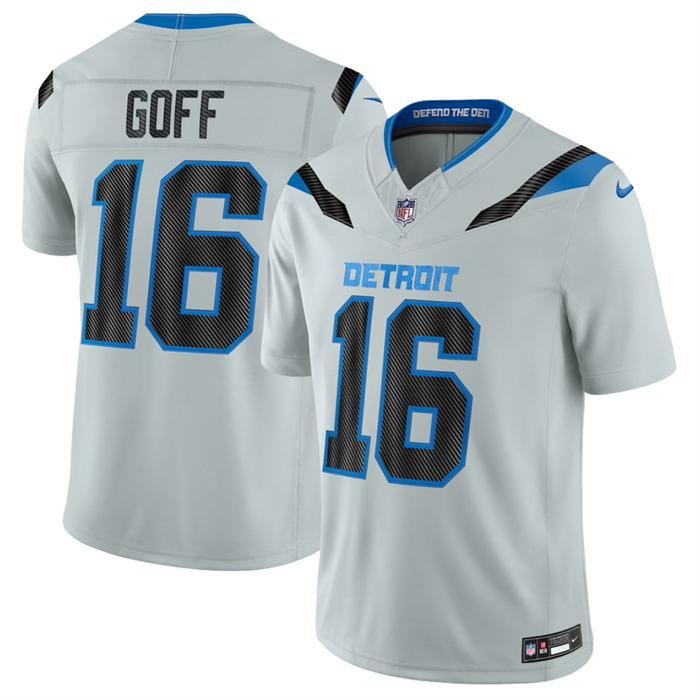 Men's Detroit Lions #16 Jared Goff Silver 2026 F.U.S.E. Rivalries Collection Limited Stitched Football Jersey