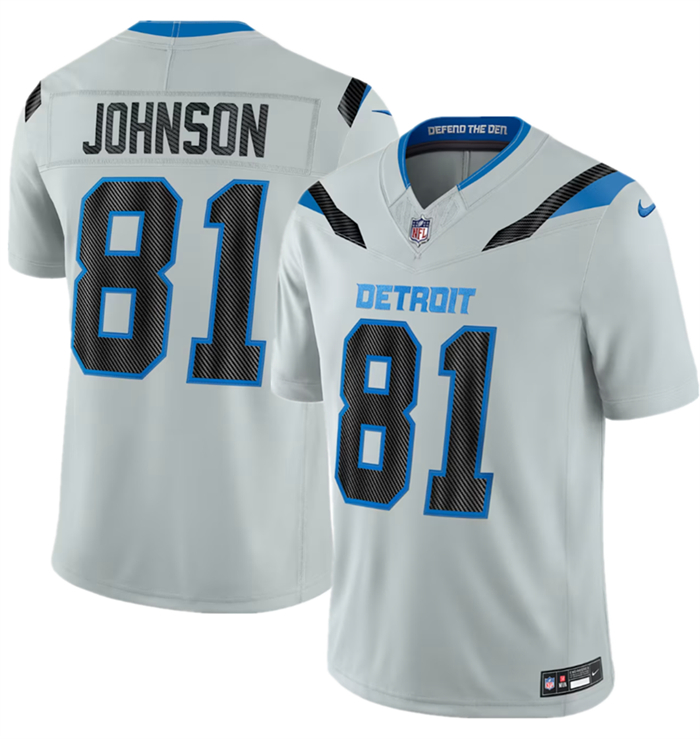Men's Detroit Lions #81 Calvin Johnson Silver 2026 F.U.S.E. Rivalries Collection Limited Stitched Football Jersey
