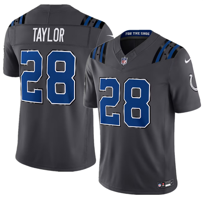 Men's Indianapolis Colts #28 Jonathan Taylor Dark Gray 2026 F.U.S.E. Rivalries Collection Limited Stitched Football Jersey