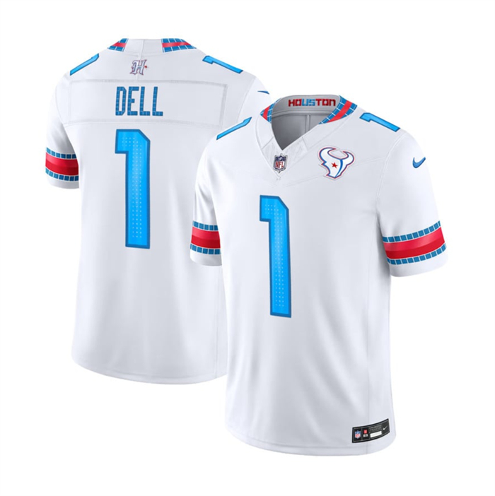 Men's Houston Texans #1 Tank Dell White 2026 F.U.S.E. 'HOUSTON/US' Rivalries Collection Limited Stitched Football Jersey