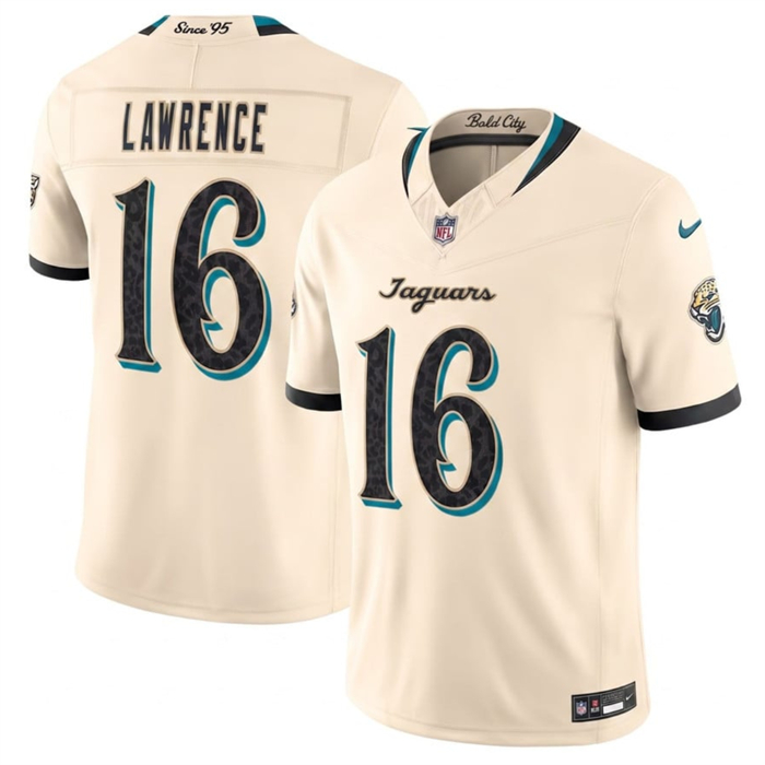 Men's Jacksonville Jaguars #16 Trevor Lawrence Cream 2026 F.U.S.E. Rivalries Collection Limited Stitched Football Jersey