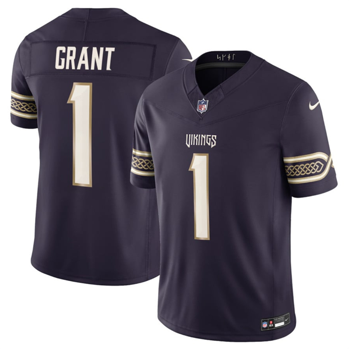 Men's Minnesota Vikings #1 Bud Grant Deep Purple 2026 F.U.S.E. Rivalries Collection Limited Stitched Football Jersey