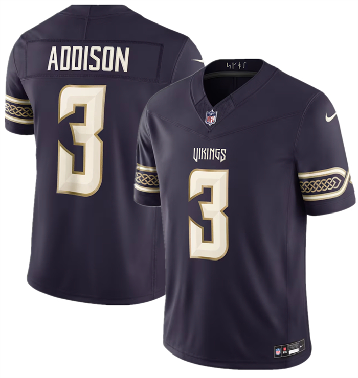 Men's Minnesota Vikings #3 Jordan Addison Deep Purple 2026 F.U.S.E. Rivalries Collection Limited Stitched Football Jersey