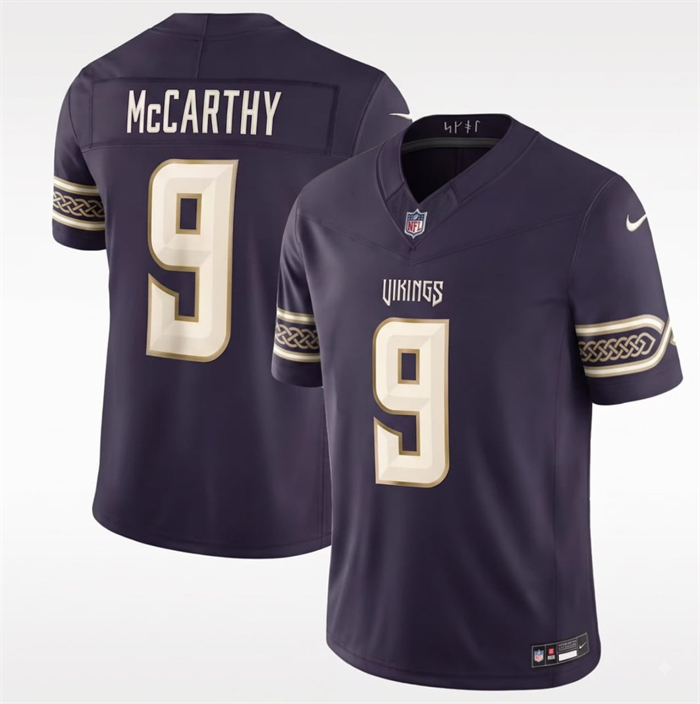 Men's Minnesota Vikings #9 J.J. McCarthy Deep Purple 2026 F.U.S.E. Rivalries Collection Limited Stitched Football Jersey