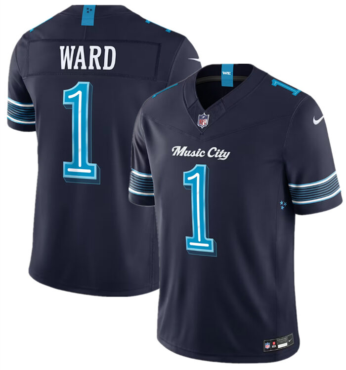 Men's Tennessee Titans #1 Cameron Ward Navy 2026 F.U.S.E. 'Music City' Rivalries Collection Limited Stitched Football Jersey