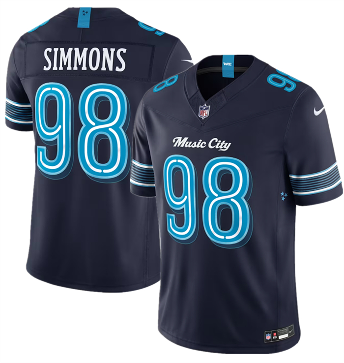 Men's Tennessee Titans #98 Jeffery Simmons Navy 2026 F.U.S.E. 'Music City' Rivalries Collection Limited Stitched Football Jersey