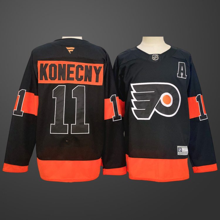 Men's Philadelphia Flyers #11 Travis Konecny Black 2024 Stitched Jersey