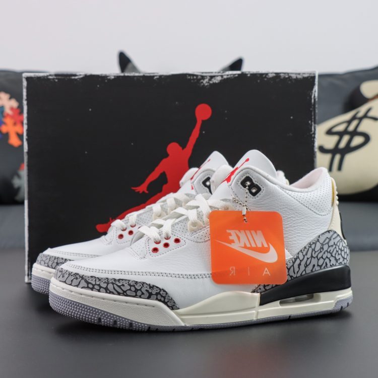 Mens AIR JORDAN 3 WHITE CEMENT REIMAGINED DN3707-100