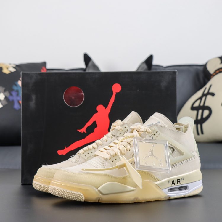 OW X NIKE AIR JORDAN 4 SAIL CV9388-100 Oversize
