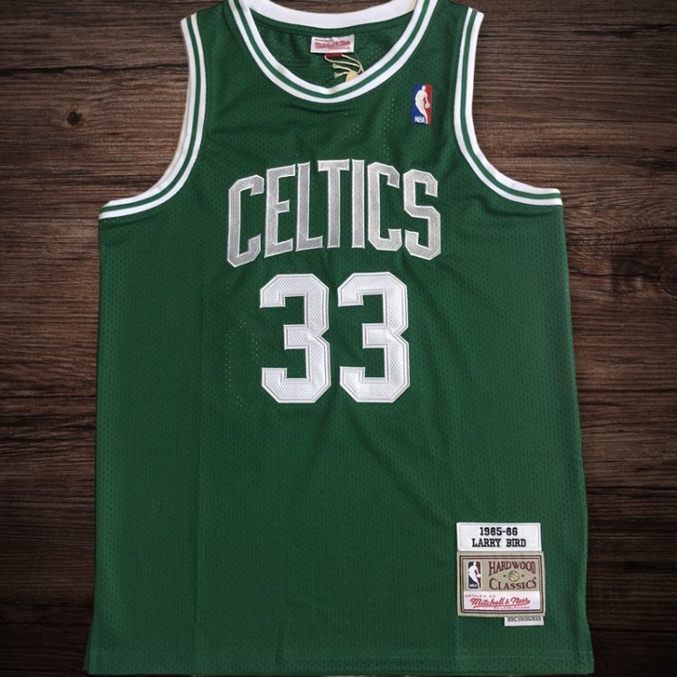 Men's Boston Celtics 1985-86 #33 Larry Bird Jersey Green All Stitched