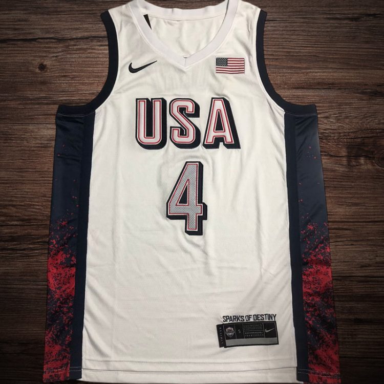 Men's 2024 Olympics Team USA #4 Curry White Jersey